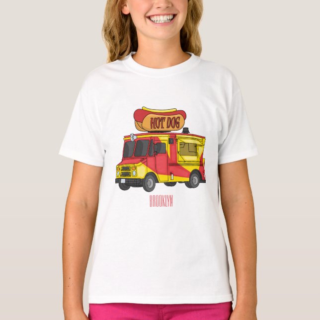 Hot dog food truck cartoon illustration T-Shirt (Front)