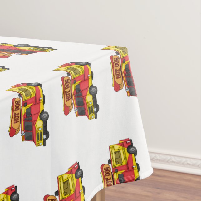 Hot dog food truck cartoon illustration  tablecloth (In Situ)