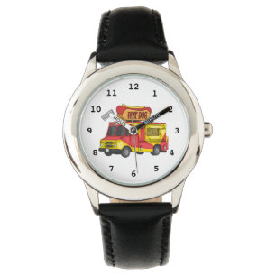 Hot dog food truck cartoon illustration watch