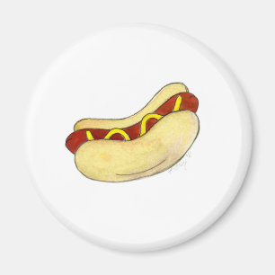 Hot Dog Frankfurter Hotdog Mustard Bun Fast Food Magnet