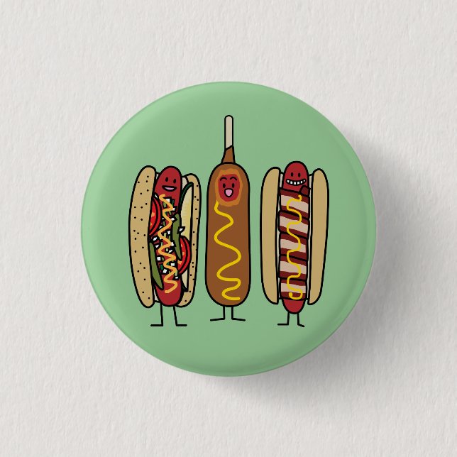 Hot Dog Friends 3 Cm Round Badge (Front)