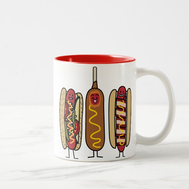 Hot Dog Friends Two-Tone Coffee Mug (Right)