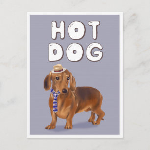 Hot Dog Funny Dachshund Word Pun Postcard