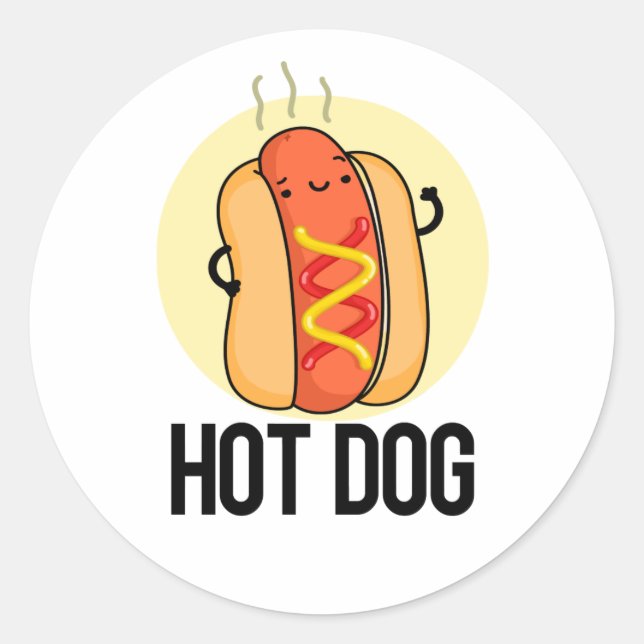 Hot Dog Funny Snack Pun  Classic Round Sticker (Front)