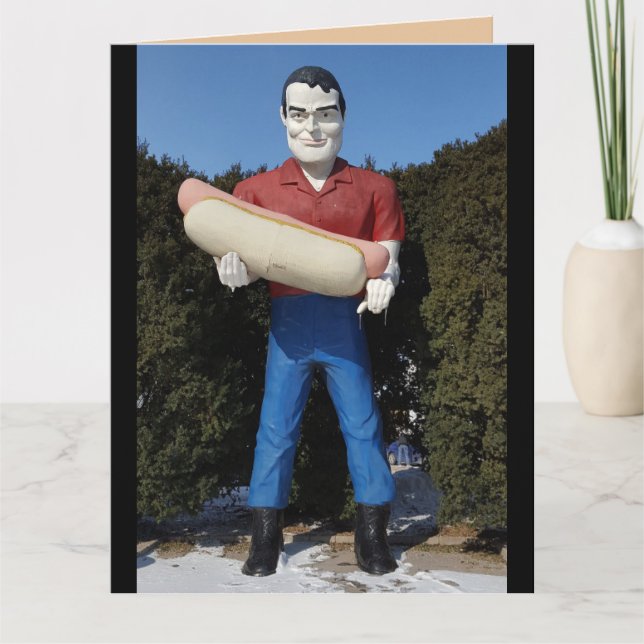 HOT DOG GIANT MAN RETRO BIRTHDAY GREETING CARD (Front)