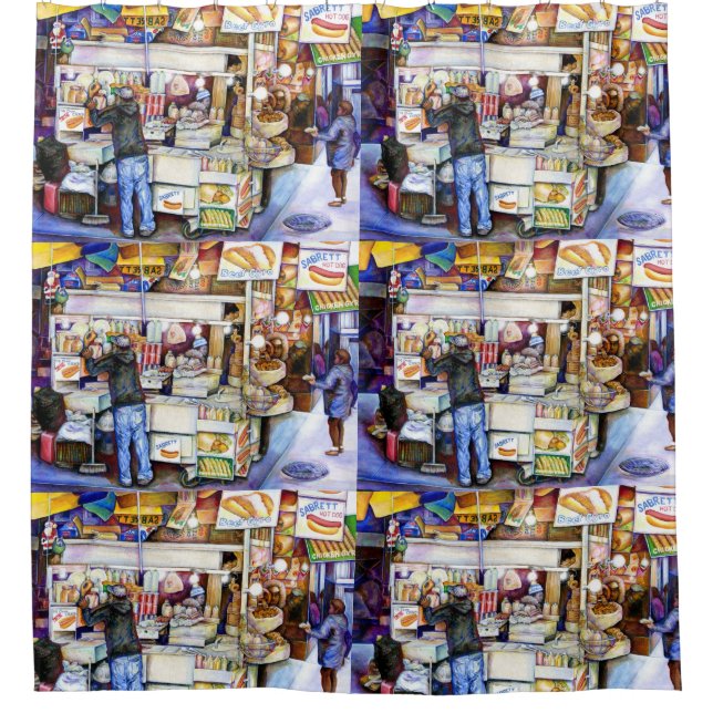 Hot Dog God, New York City Shower Curtain (Front)