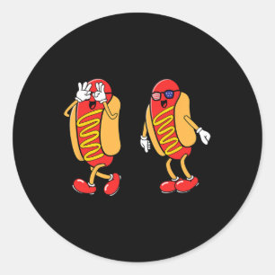 Hot Dog Griddy Dance Hotdog 4th Of July Boys Kids Classic Round Sticker