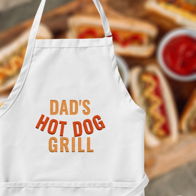 Hot Dog Grill Summer Backyard Dad's BBQ Mens Apron (Dad's grilling Hot Dogs and here is his apron. Perfect gift for your dad)