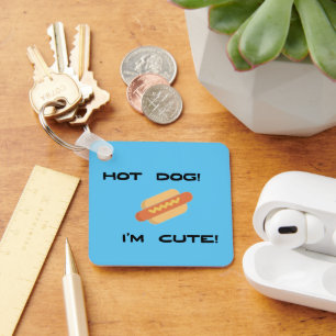 Hot Dog I'm Cute Personalized with Name Key Ring