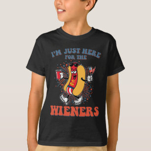 Hot Dog I'm Just Here For The Wieners 4th Of July  T-Shirt