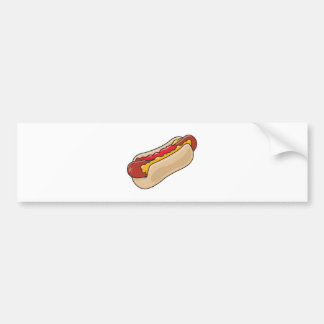 hot dog in bun with ketchup and mustard graphic bumper sticker