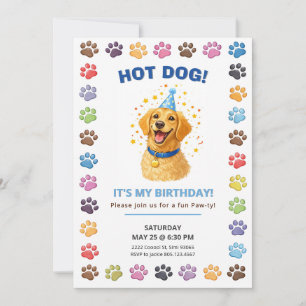 Hot Dog It’s My Birthday, Puppy Paw-ty  Invitation