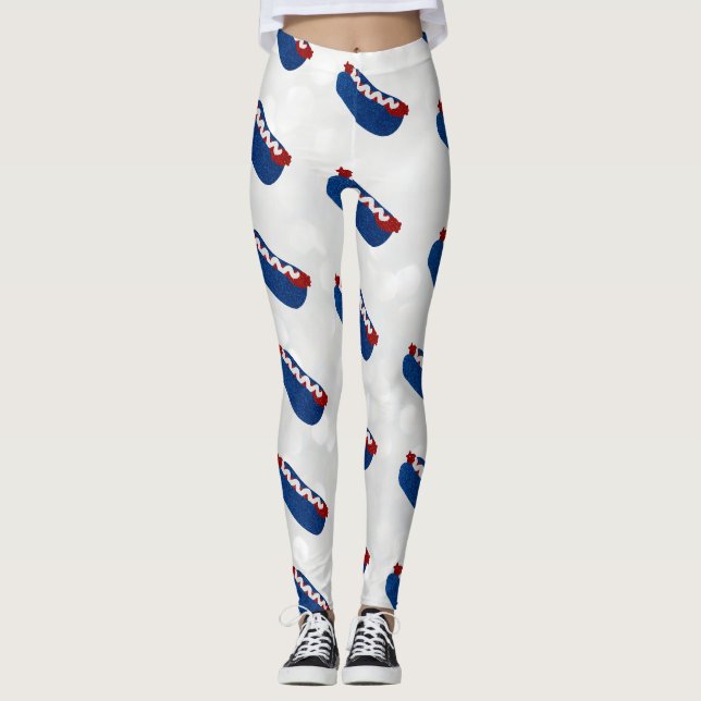Hot Dog July 4th Glitter Leggings (Front)