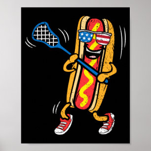 Hot-Dog Lacrosse Player 4th Of July Sport Poster
