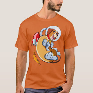 Hot Dog Lover Dog With Rocket  T-Shirt