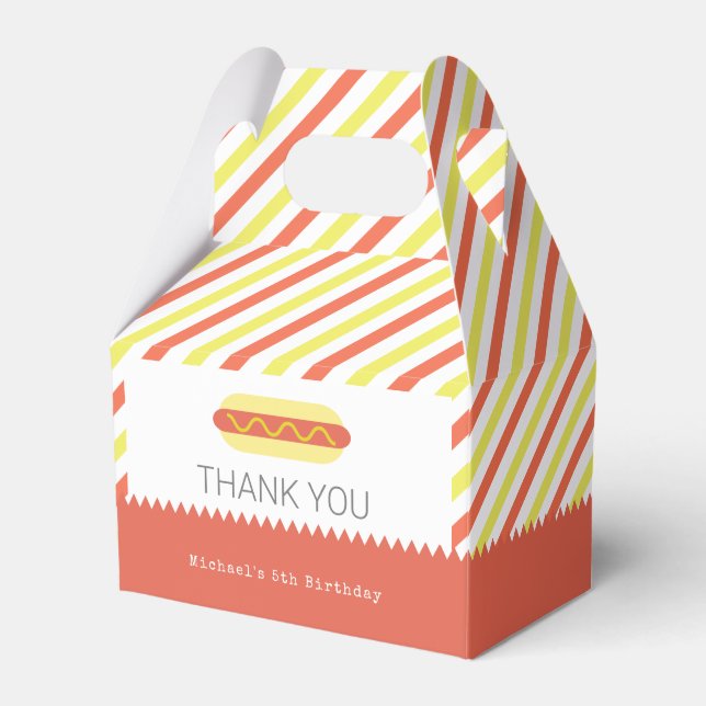 HOT DOG! Modern Red & Yellow Birthday Favour Box (Front Side)