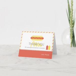 Hot Dog Modern Red & Yellow Birthday Thank You Card