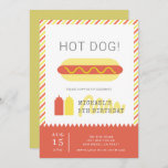 HOT DOG! Modern Red & Yellow Kids Birthday Invitation<br><div class="desc">This simple and modern " Hot Dog! " kid's birthday invitation features a hot dog, bottles of ketchap and mustard on a white background framed by red and yellow diagonal stripes. The reverse side features a mustard yellow background. Personalise for your needs. You can find more matching products at my...</div>
