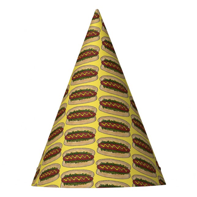 Hot Dog Mustard Relish Frankfurter Hotdog Weiner Party Hat (Front)