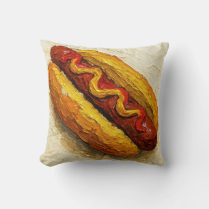Hot Dog Oil Painting (#1) Cushion