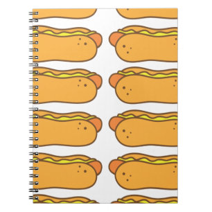 Hot dog on a bun spiral notebook