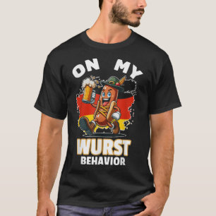 Hot Dog On My Wurst Behaviour Funny German Men  T-Shirt