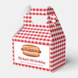 Hot Dog On Red Gingham Birthday Thank You Favour Box