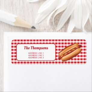 Hot Dog On Red Gingham With Custom Text