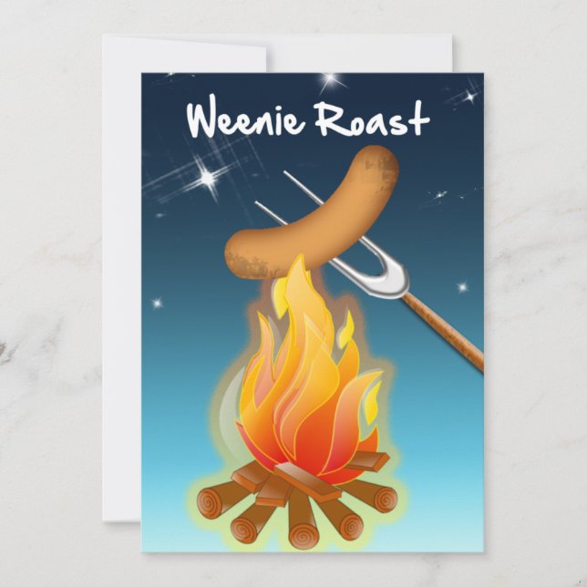Hot Dog Over Campfire Weenie Roast Invitation (Front)