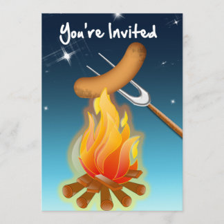 Hot Dog Over Campfire You're Invited Invitation