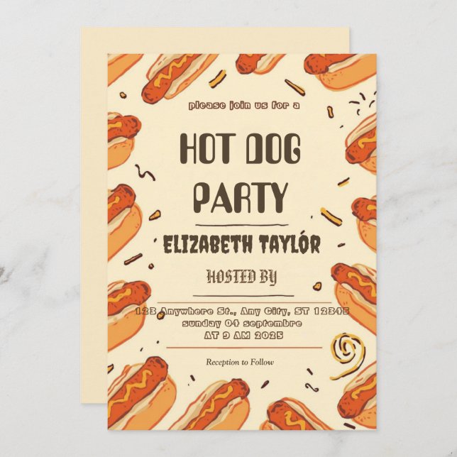 Hot Dog Party Invitation – Fun Food Celebration (Front/Back)
