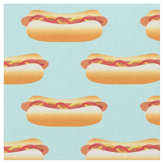 Hot Dog Pattern Fabric (Close Up)