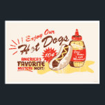 Hot Dog print<br><div class="desc">Make mine with mustard! Vintage-style snack-sign illustration by Ridge Rooms will make your mouth water for America's Favorite Mystery Meat!</div>