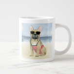 Hot Dog | Puppy In Sunglasses At The Beach Large Coffee Mug<br><div class="desc">This watercolor print features a puppy in sunglasses enjoying the beach | By Grace Popp</div>