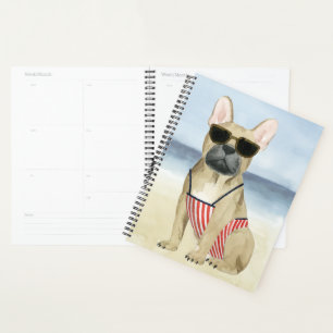 Hot Dog Puppy In Sunglasses At The Beach Planner