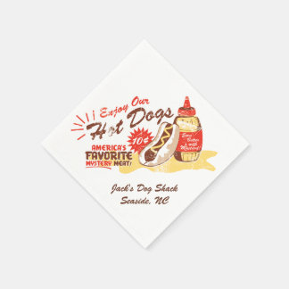 Hot Dog Retro Paper Napkins 50-pack CUSTOMIZABLE