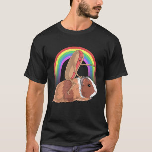 Hot Dog Riding Guinea Pig Rainbow Cute Magical Foo T-Shirt