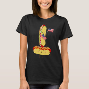 Hot Dog Riding Hot Dog American Flag 4th Of July F T-Shirt