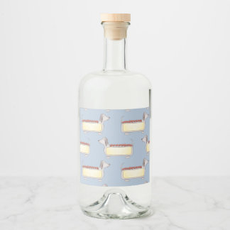 Hot dog sausage dog hand drawn seamless pattern  liquor bottle label