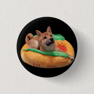 Hot Dog Shiba Badge Black