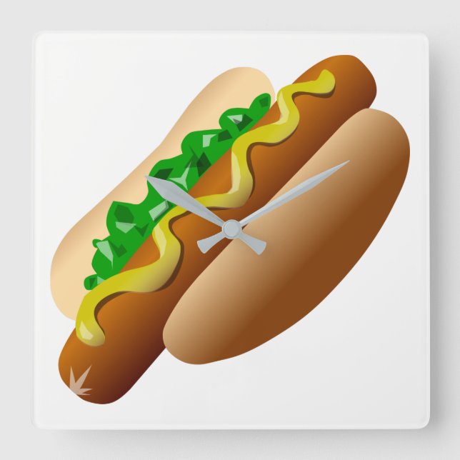 Hot dog square wall clock (Front)