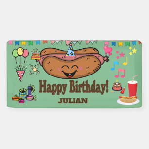hot dog themed personalized birthday banner