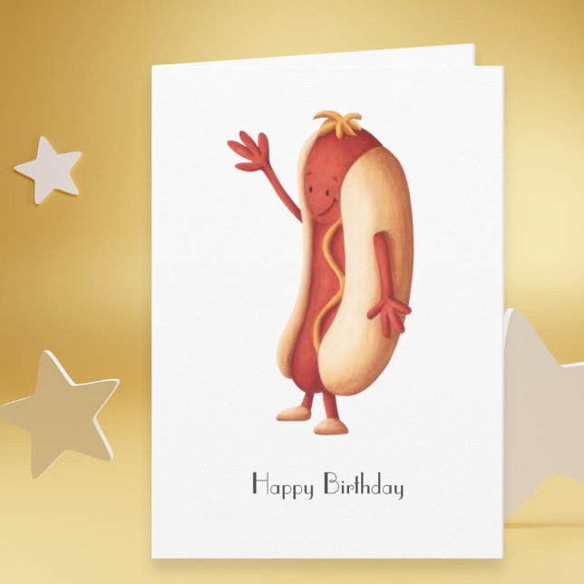 Hot Dog with Mustard Happy Birthday Personalised  Card (Creator Uploaded)