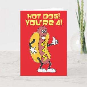 Hot Dog! You're 4! 4th Birthday Card