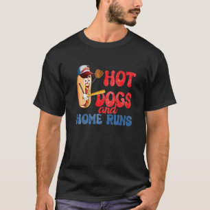 Hot Dogs And Home Runs Hotdog Baseball Touchdown T-Shirt