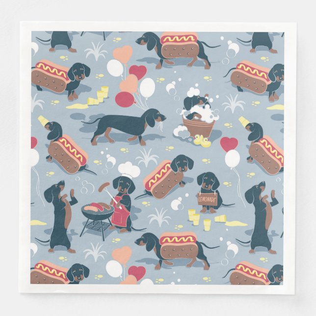Hot dogs and lemonade summer dachshund dog  napkin (Front)