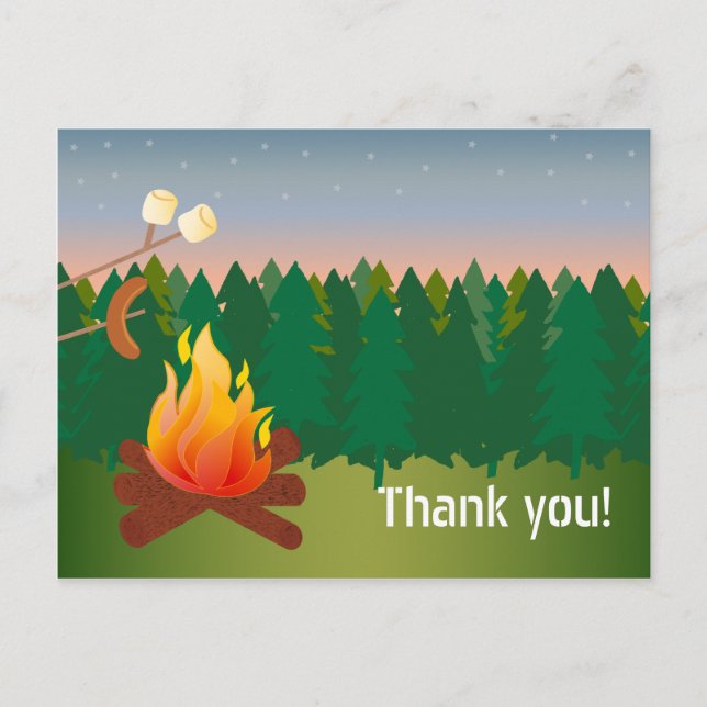 Hot Dogs and S'mores Campfire Thank You Postcard (Front)