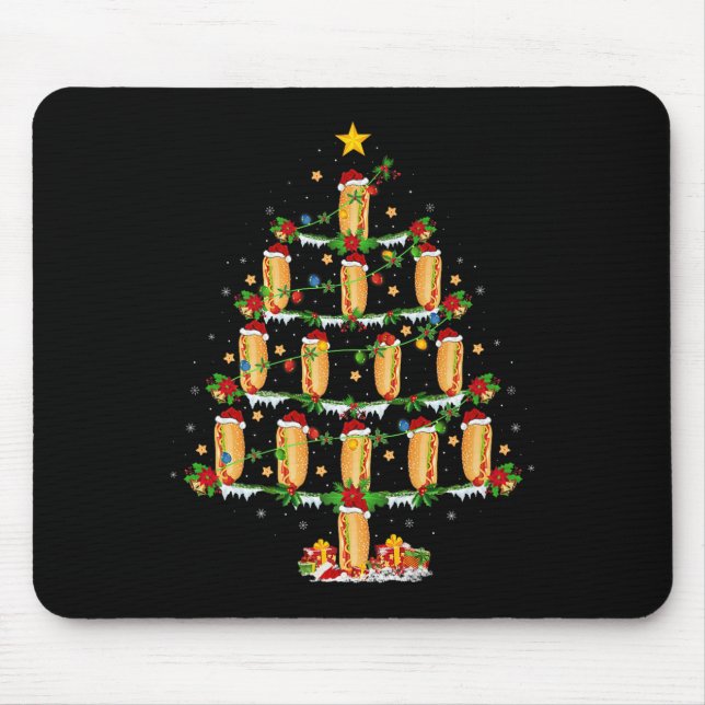 Hot Dogs Christmas Tree Lights Funny Fast Food Hot Mouse Pad (Front)