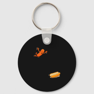 Hot dogs jumping into bun sausage 250 years 4th of key ring