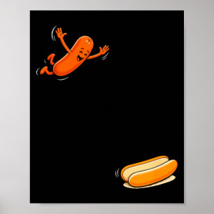 Hot dogs jumping into bun sausage 250 years 4th of poster